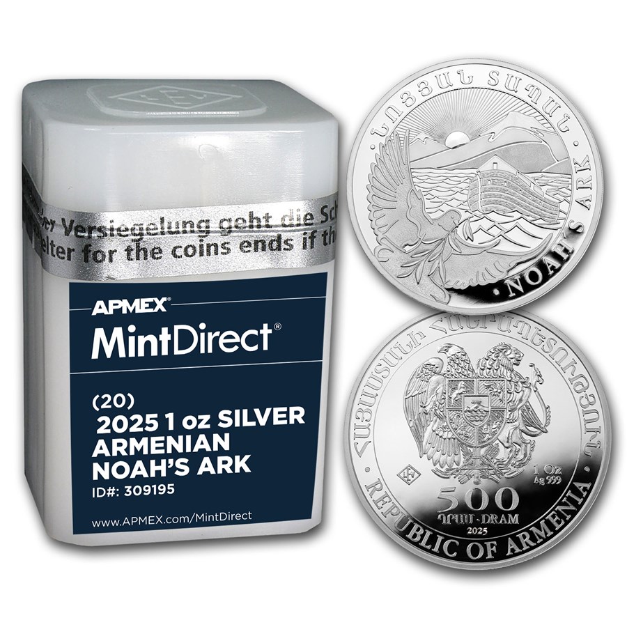 2025 Armenia 1 oz Silver Noah’s Ark (20-Coin MintDirect® Tube)
