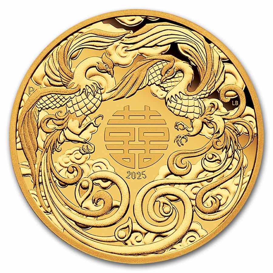 2025 AUS 1 oz Gold Chinese Myths & Legends Double Phoenix Proof