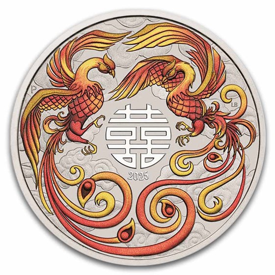 2025 AUS 1 oz Silver Double Phoenix Colorized BU Cap, (Red, Cap) 2025 AUS 1 oz Silver Double Phoenix Colorized BU Cap, (Red, Cap)