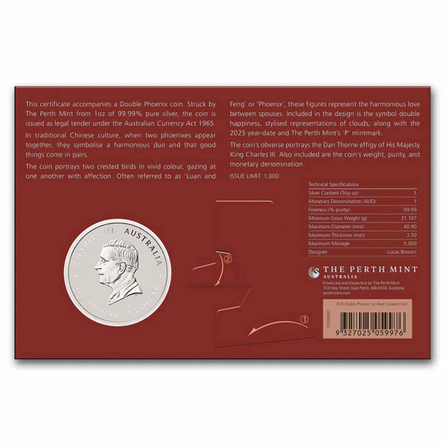 2025 AUS 1 oz Silver Double Phoenix Colorized (Multi, Card)