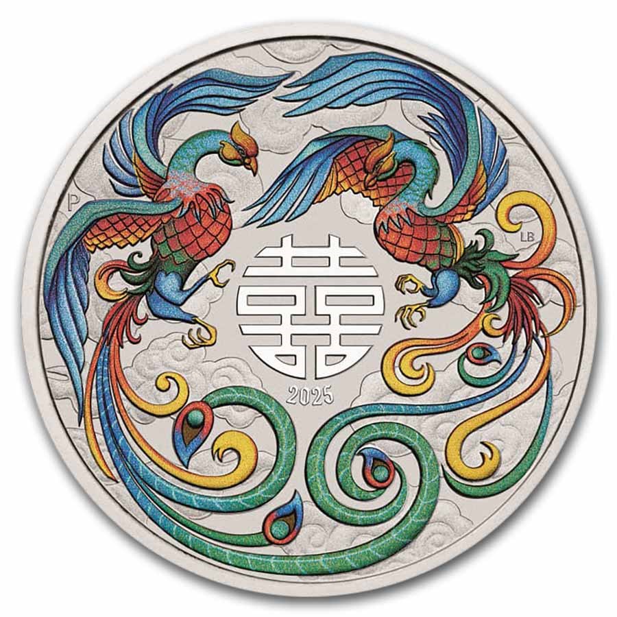 2025 AUS 1 oz Silver Double Phoenix Colorized (Multi, Card)