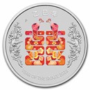 2025 AUS 1 oz Silver Lunar Snake Colorized Double Happiness Card