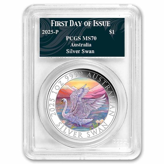2025 AUS 1 oz Silver Swan Colorized MS-70 PCGS (COA #8, FDI)