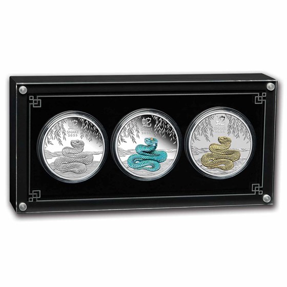 2025 AUS Year of the Snake 1 oz Silver Trio (SIII, w/Box & COA) 2025 AUS Year of the Snake 1 oz Silver Trio (SIII, w/Box & COA)