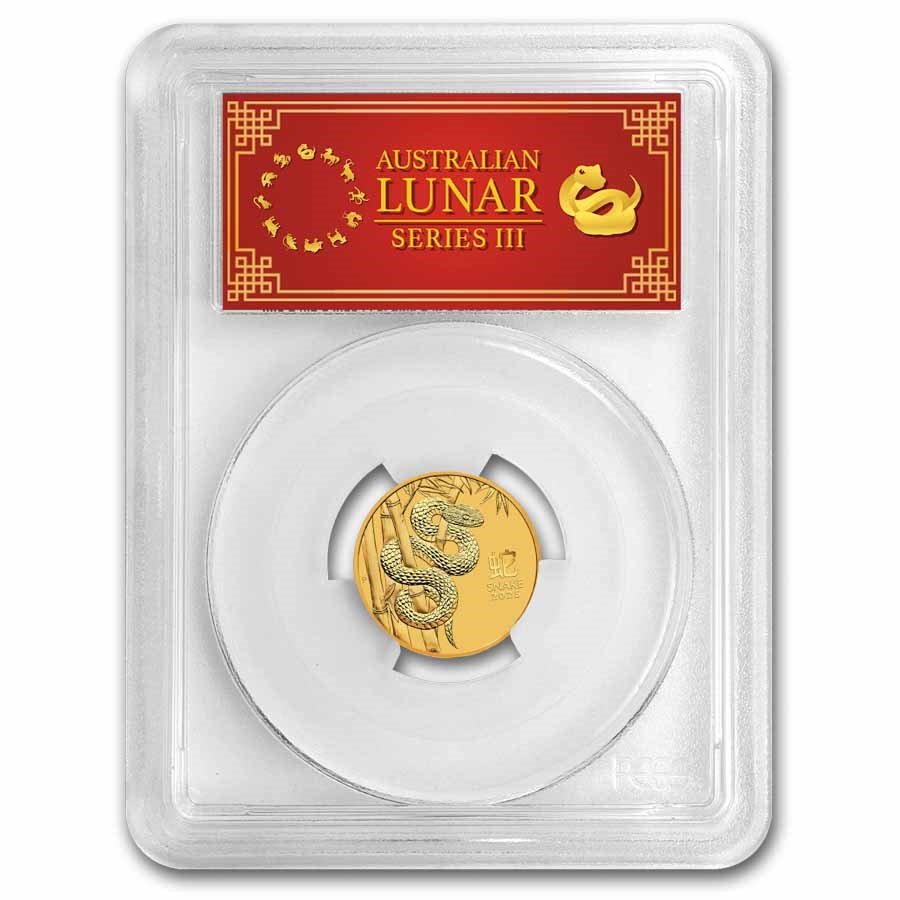 2025 Australia 1/4 oz Gold Lunar Snake MS-70 PCGS (FS Red Label)
