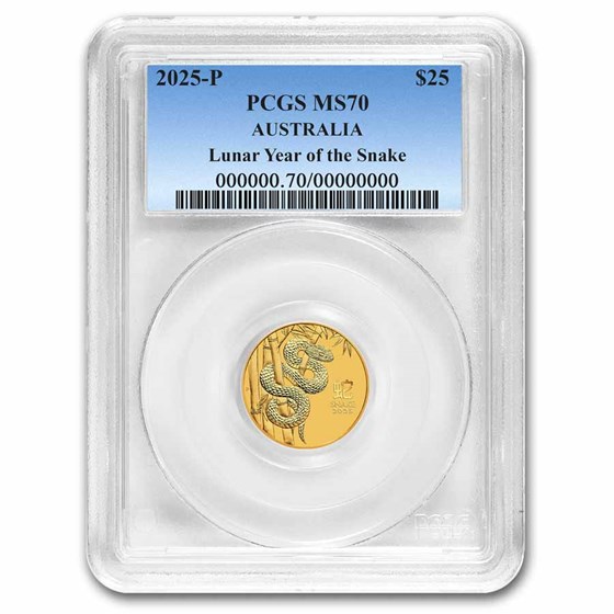 2025 Australia 1/4 oz Gold Lunar Snake MS-70 PCGS