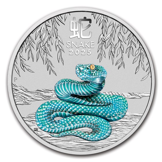 2025 Australia 1/4 oz Silver Lunar Snake BU Colorized (In Card)