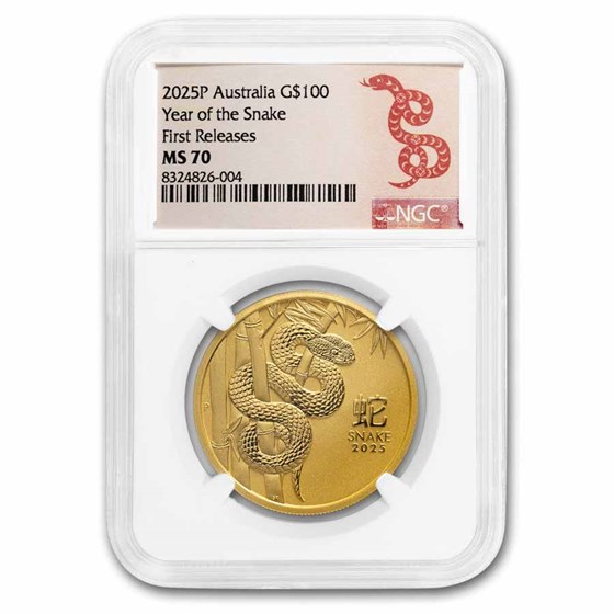 2025 Australia 1 oz Gold Lunar Snake MS-70 NGC (First Release)