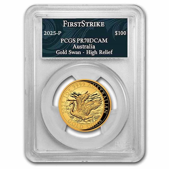 2025 Australia 1 oz Gold Swan PR-70 PCGS DCAM HR (FS, Swan Label) 2025 Australia 1 oz Gold Swan PR-70 PCGS DCAM HR (FS, Swan Label)