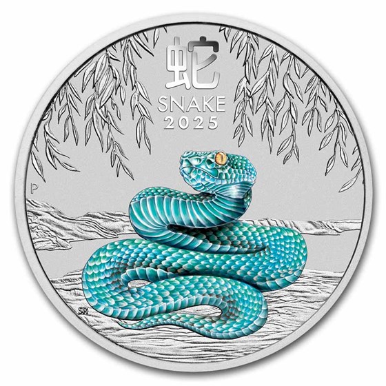 2025 Australia 1 oz Silver Lunar Snake BU (Colorized, SIII)