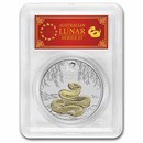 2025 Australia 1 oz Silver Lunar Snake MS-70 PCGS (Gilded w/ COA)