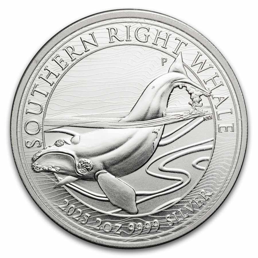 2025 Australia 2 oz Silver $2 Southern Right Whale Coin BU