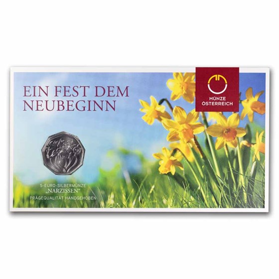 2025 Austria Silver €5 Easter Narcissus 2025 Austria Silver €5 Easter Narcissus