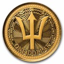 2025 Barbados 1/10 oz Gold Trident BU