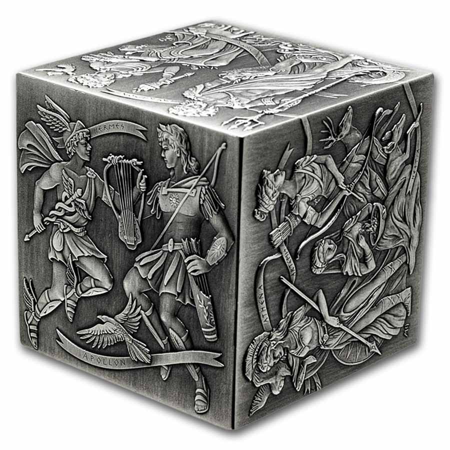2025 Burundi 1 kilo Silver Antique Greek Gods Cube Shaped Coin