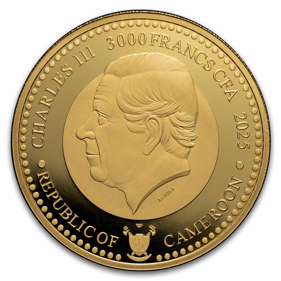 2025 Cameroon 1 oz Gold World Famous Dogs - Border Collie