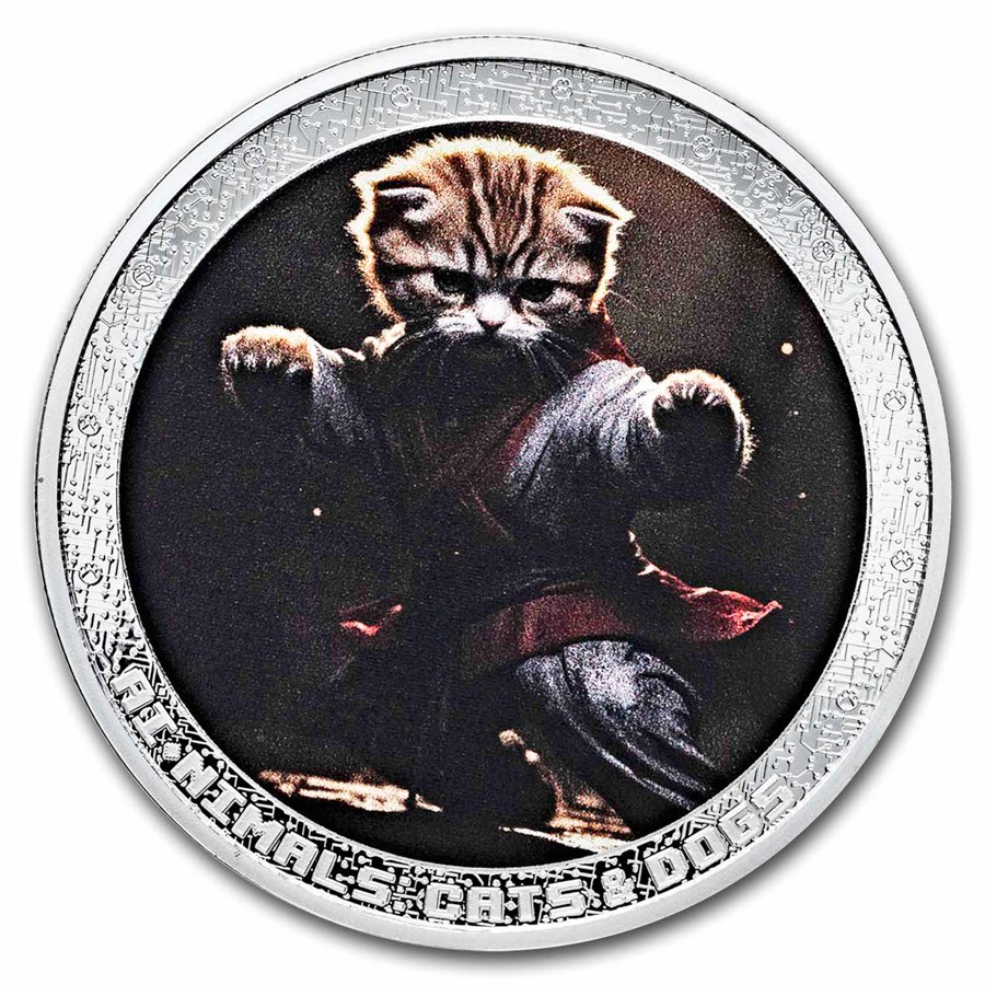 2025 Cameroon 1 oz Silver AI•NIMALS Cat Kung Fu (w/ Box & COA)