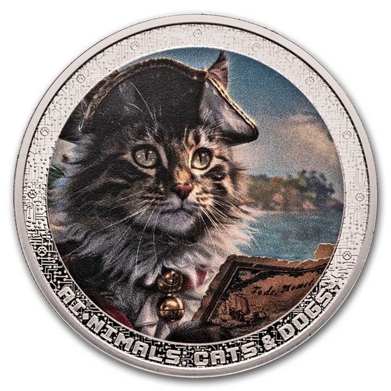 2025 Cameroon 1 oz Silver AI•NIMALS Cat Pirate (w/ Box & COA) 2025 Cameroon 1 oz Silver AI•NIMALS Cat Pirate (w/ Box & COA)