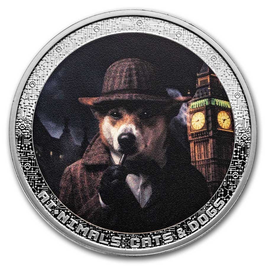 2025 Cameroon 1 oz Silver AI•NIMALS Dog Detective (w/ Box & COA)