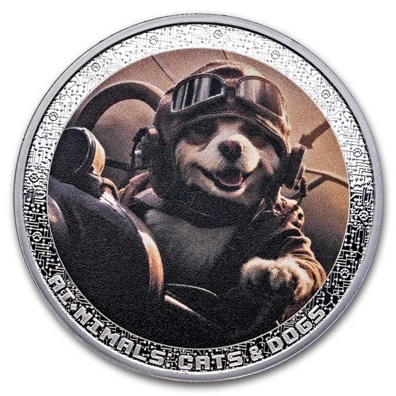 2025 Cameroon 1 oz Silver AI•NIMALS Dog Pilot (w/ Box & COA) 2025 Cameroon 1 oz Silver AI•NIMALS Dog Pilot (w/ Box & COA)