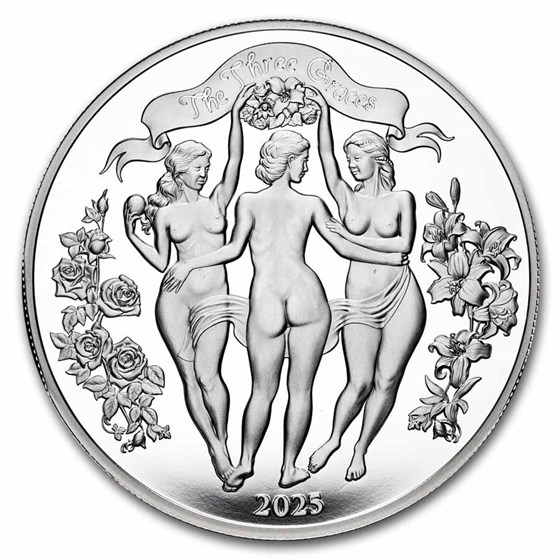 2025 Cameroon 1 oz Silver Celestial Beauty: The Three Graces BU