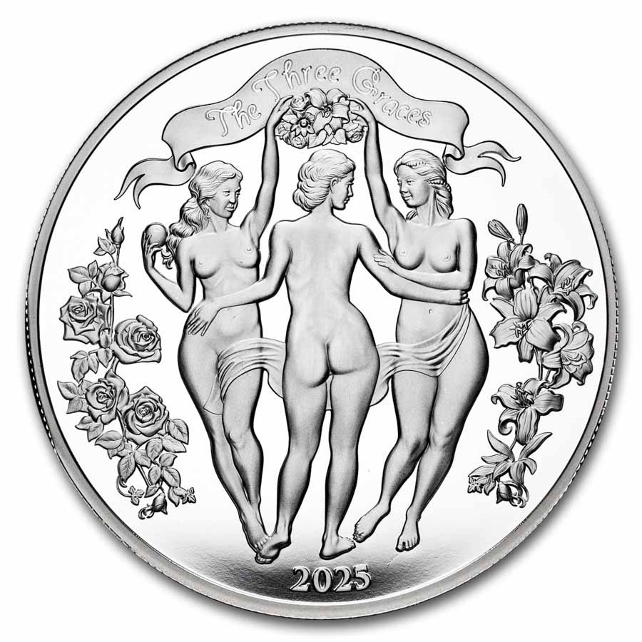 2025 Cameroon 1 oz Silver Celestial Beauty: The Three Graces BU
