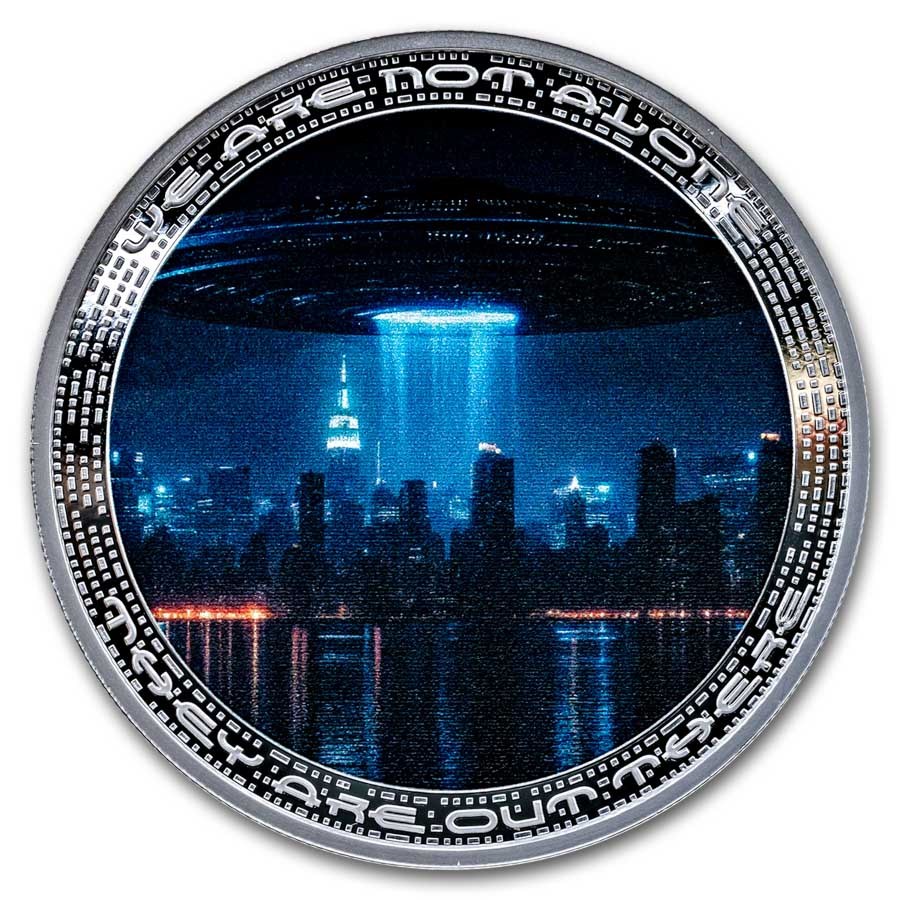 2025 Cameroon 1 oz Silver UFO & Aliens: UFO Above City