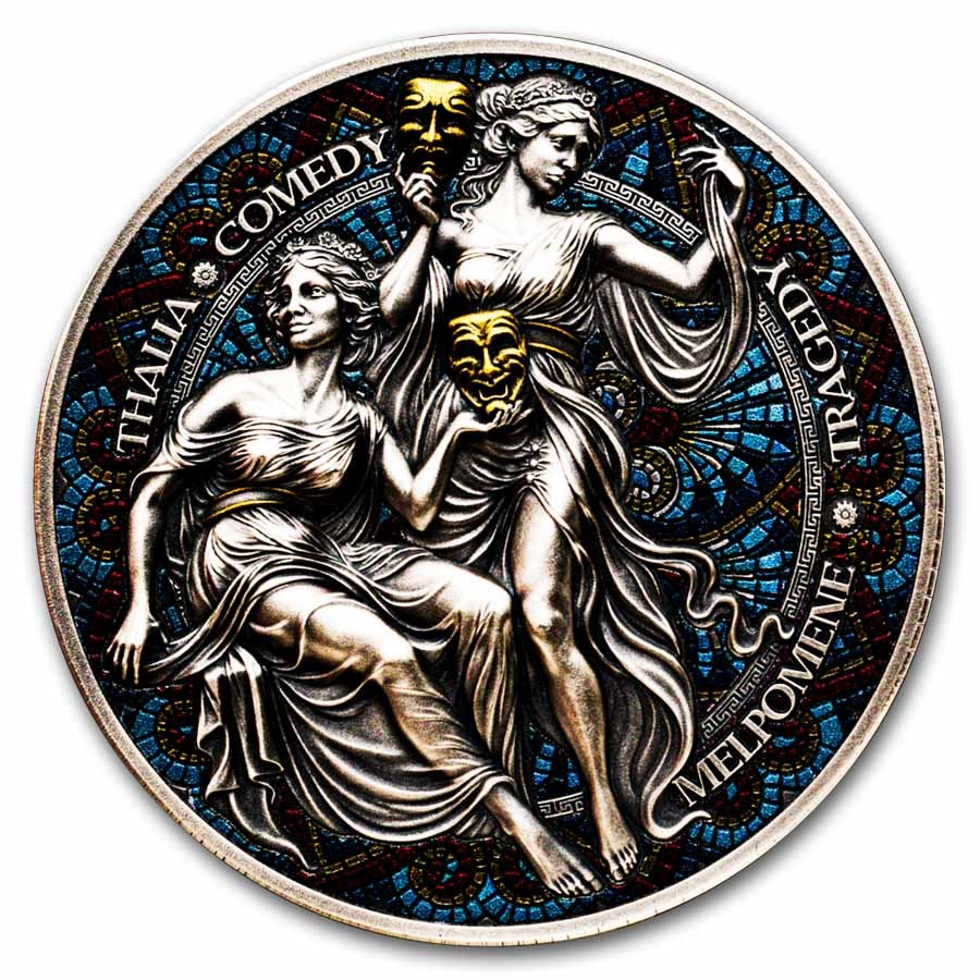 2025 Cameroon 2 oz Silver The Nine Muses: Melpomene & Thalia
