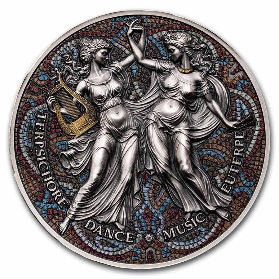 2025 Cameroon 2 oz Silver The Nine Muses: Terpsichore & Euterpe