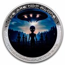 2025 Cameroon 2 oz Silver UFO & Aliens: Alien and UFO