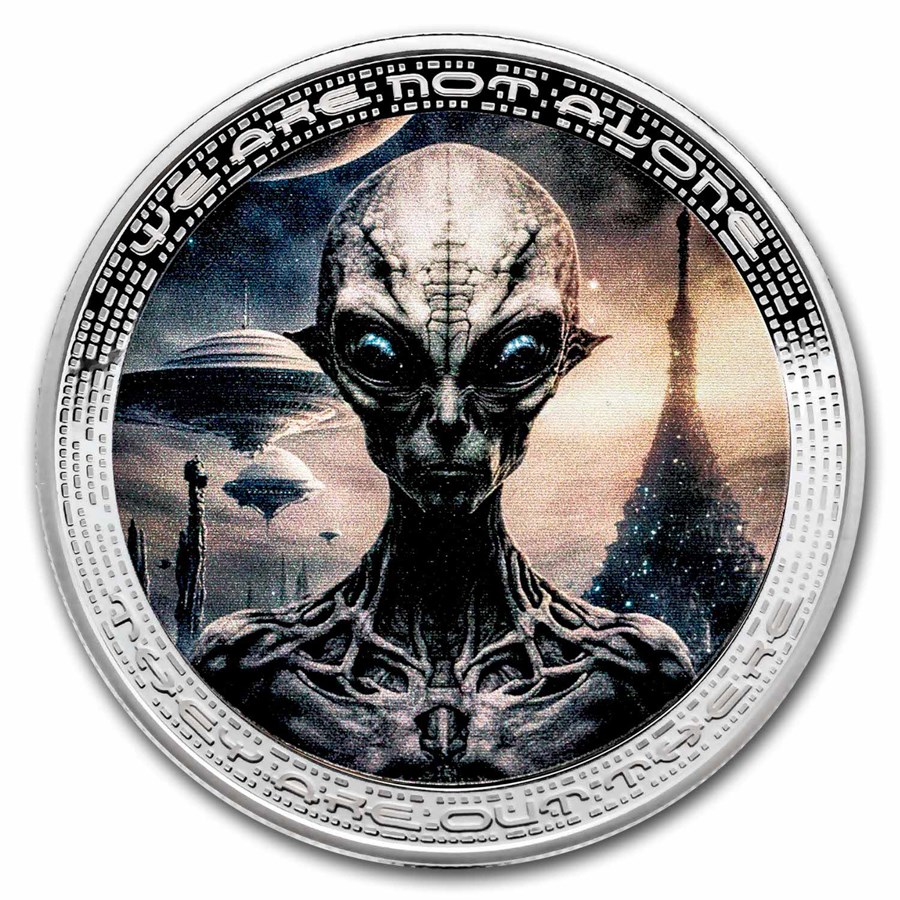 2025 Cameroon 2 oz Silver UFO & Aliens: Alien Face and Homeworld