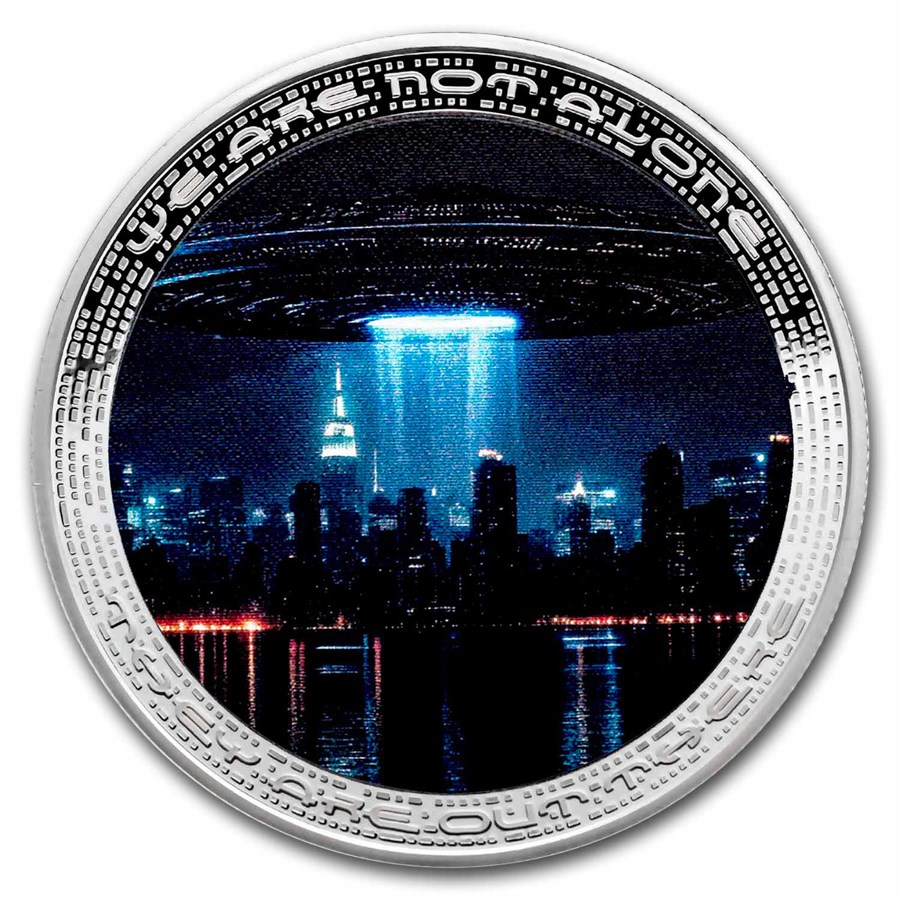 2025 Cameroon 2 oz Silver UFO & Aliens: UFO Above City