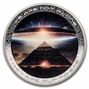 2025 Cameroon 2 oz Silver UFO & Aliens: UFO Above Pyramids