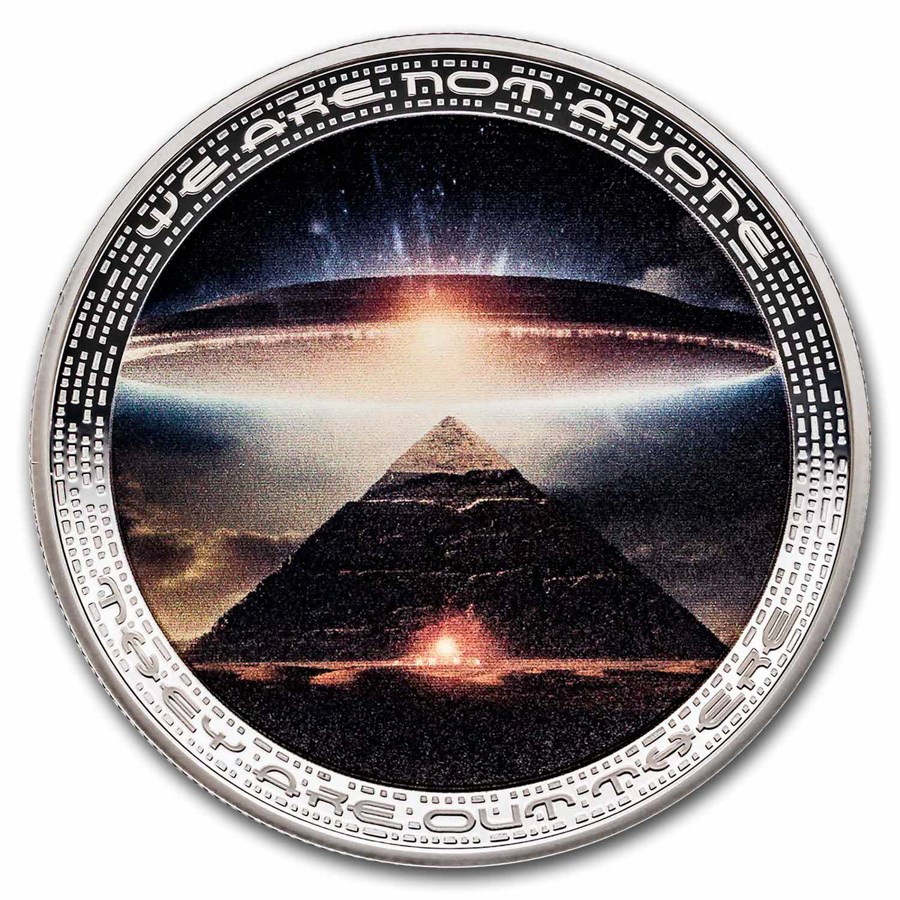 2025 Cameroon 2 oz Silver UFO & Aliens: UFO Above Pyramids