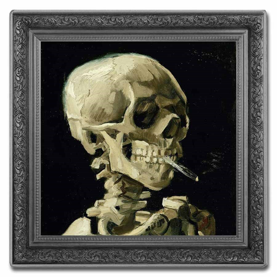 2025 Cameroon Silver Skull of a Skeleton with Burning Cigarette