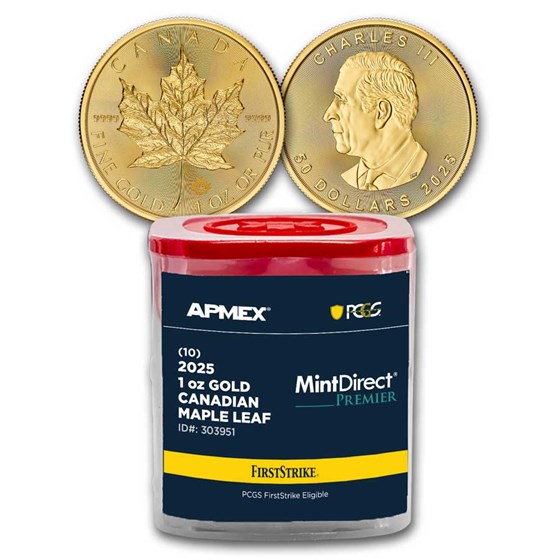 2025 Canada 1 oz Gold Maple (10-Coin MD Premier + PCGS FS Tube) 2025 Canada 1 oz Gold Maple (10-Coin MD Premier + PCGS FS Tube)