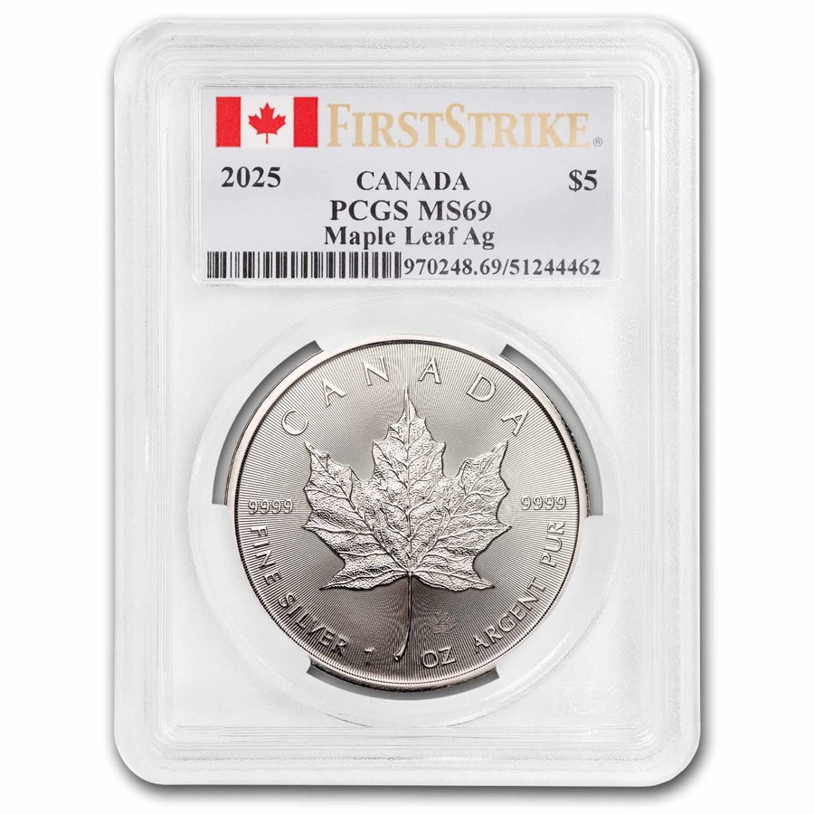 2025 Canada 1 oz Silver Maple Leaf MS-69 PCGS (FirstStrike®)