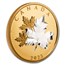 2025 Canada 5 oz Silver Maple Leaves in Motion Yellow Gold Plated