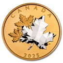 2025 Canada 5 oz Silver Maple Leaves in Motion Yellow Gold Plated