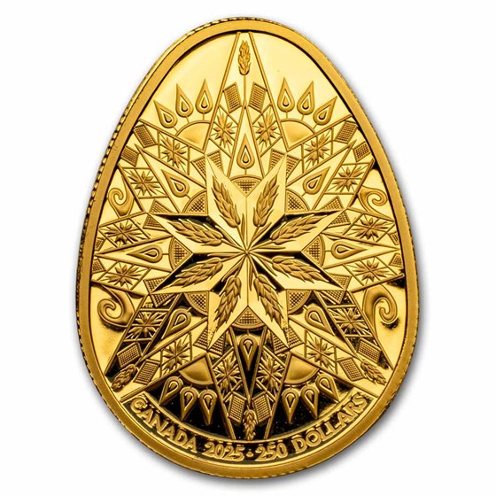 2025 Canada Gold $250 Pysanka Colorized Shaped Coin