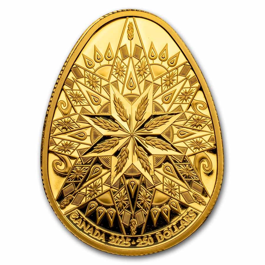 2025 Canada Gold $250 Pysanka Colorized Shaped Coin