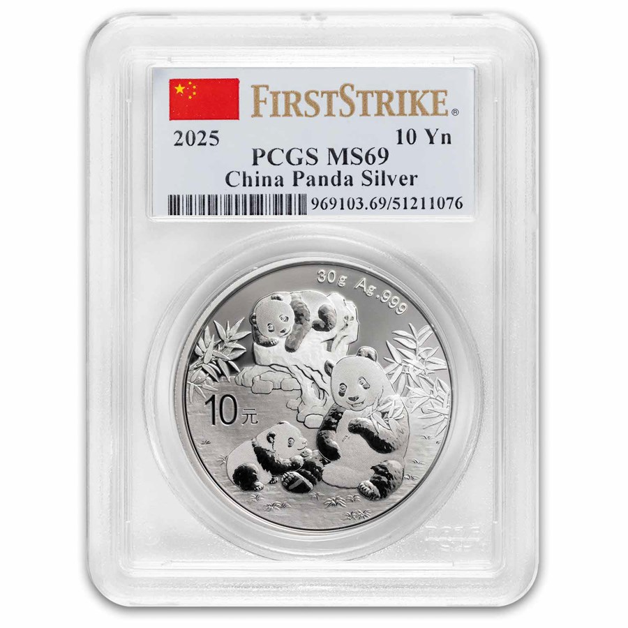 2025 China 30 gram Silver Panda MS-69 PCGS (FS, Flag Label)