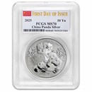 2025 China 30 gram Silver Panda MS-70 PCGS (FDI, Flag Label)
