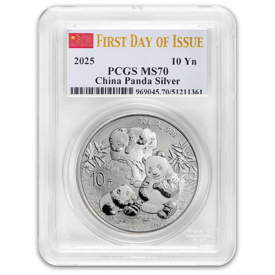 2025 China 30 gram Silver Panda MS-70 PCGS (FDI, Flag Label)