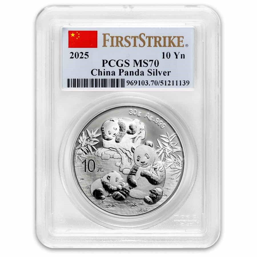 2025 China 30 gram Silver Panda MS-70 PCGS (FS, Flag Label)