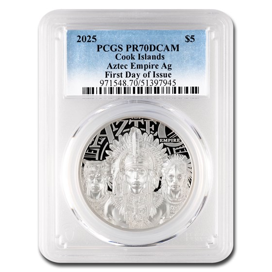 2025 Cook Islands 1 oz Silver Aztec Empire PR-70 DCAM PCGS (FDI) 2025 Cook Islands 1 oz Silver Aztec Empire PR-70 DCAM PCGS (FDI)