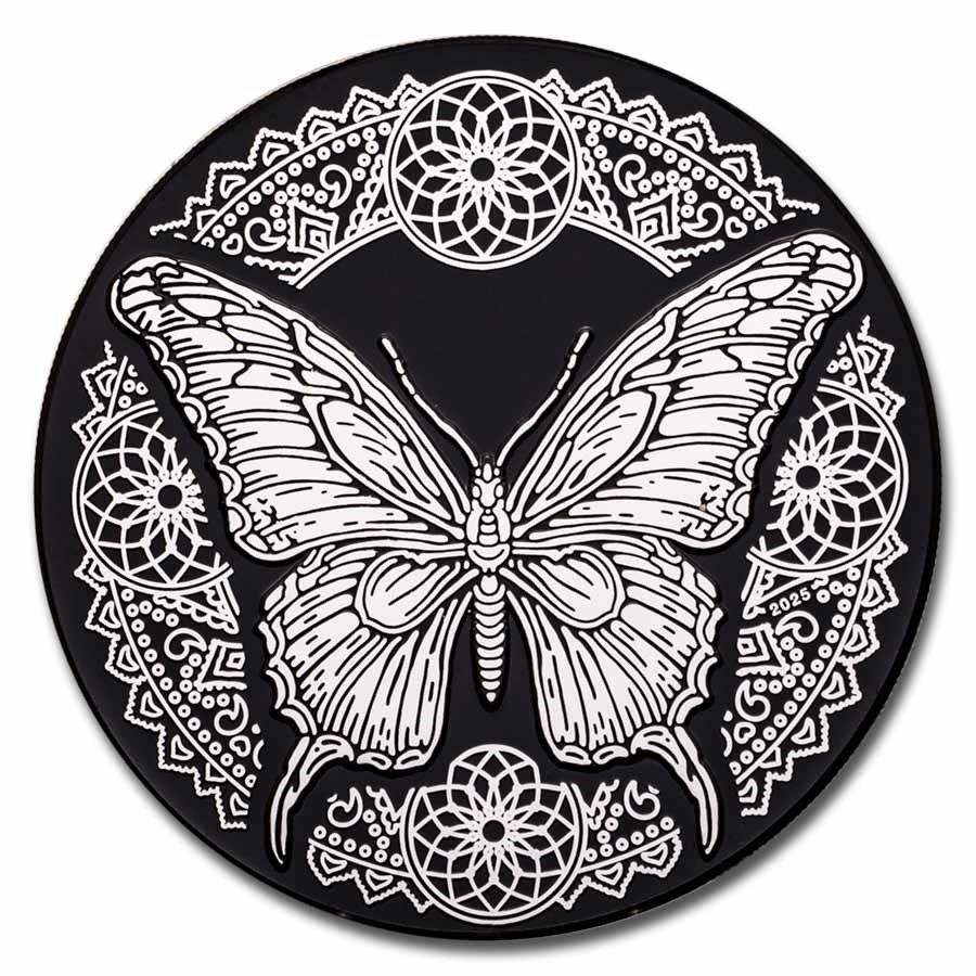2025 Cook Islands 1 oz Silver Black Proof Butterfly (Box & COA)