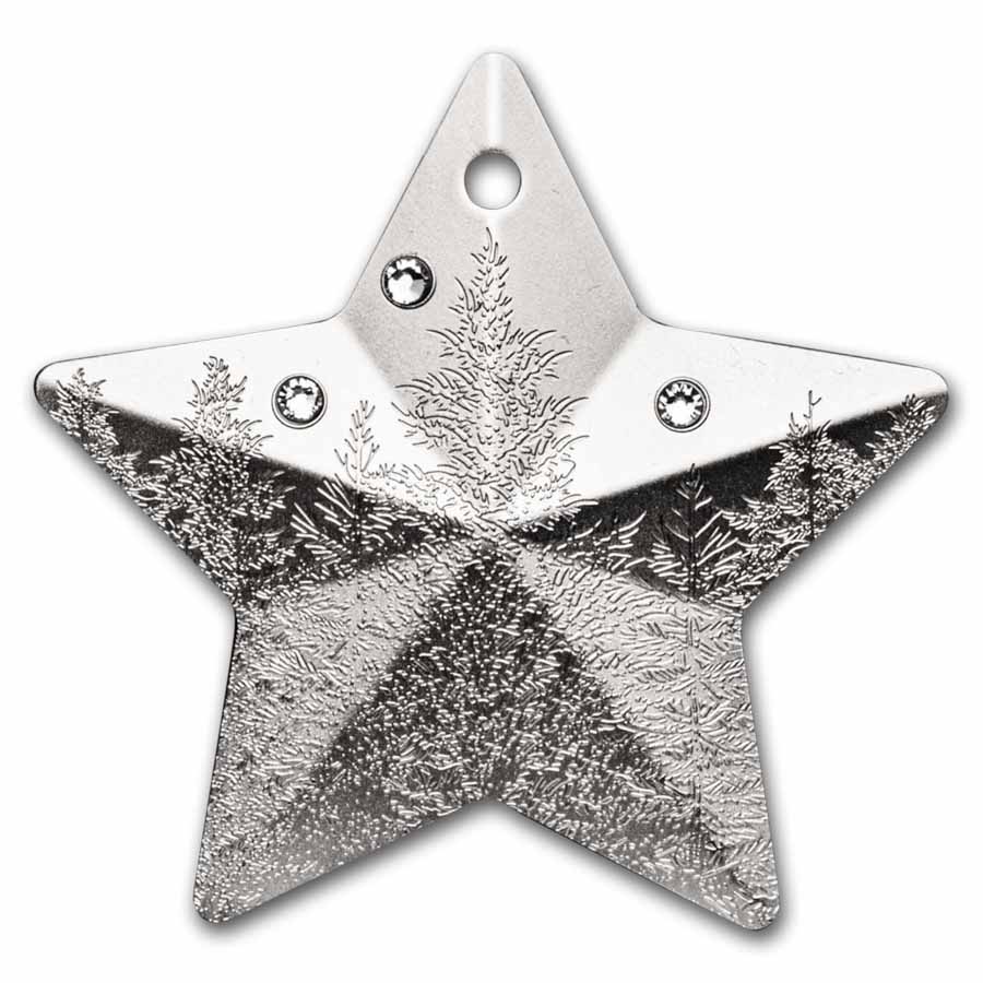 2025 Cook Islands 1 oz Silver Holiday Ornament: Winter Forest