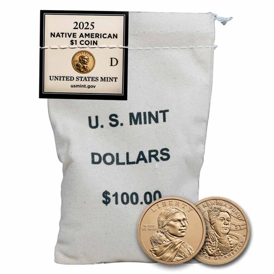 2025-D Native American $1 - Mary Kawena Pukui BU (100-Coin Bag) 2025-D Native American $1 - Mary Kawena Pukui BU (100-Coin Bag)
