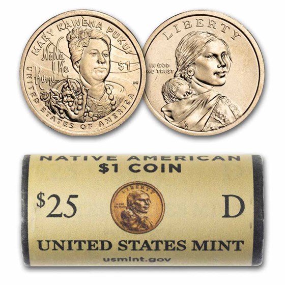 2025-D Native American $1 - Mary Kawena Pukui BU (25-Coin Roll) 2025-D Native American $1 - Mary Kawena Pukui BU (25-Coin Roll)